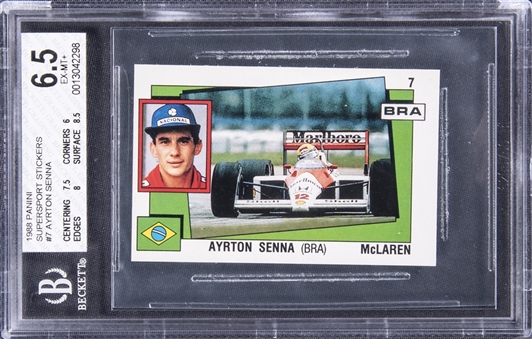 1988 Panini Supersport Stickers #7 Ayrton Senna - BGS EX-MT+ 6.5